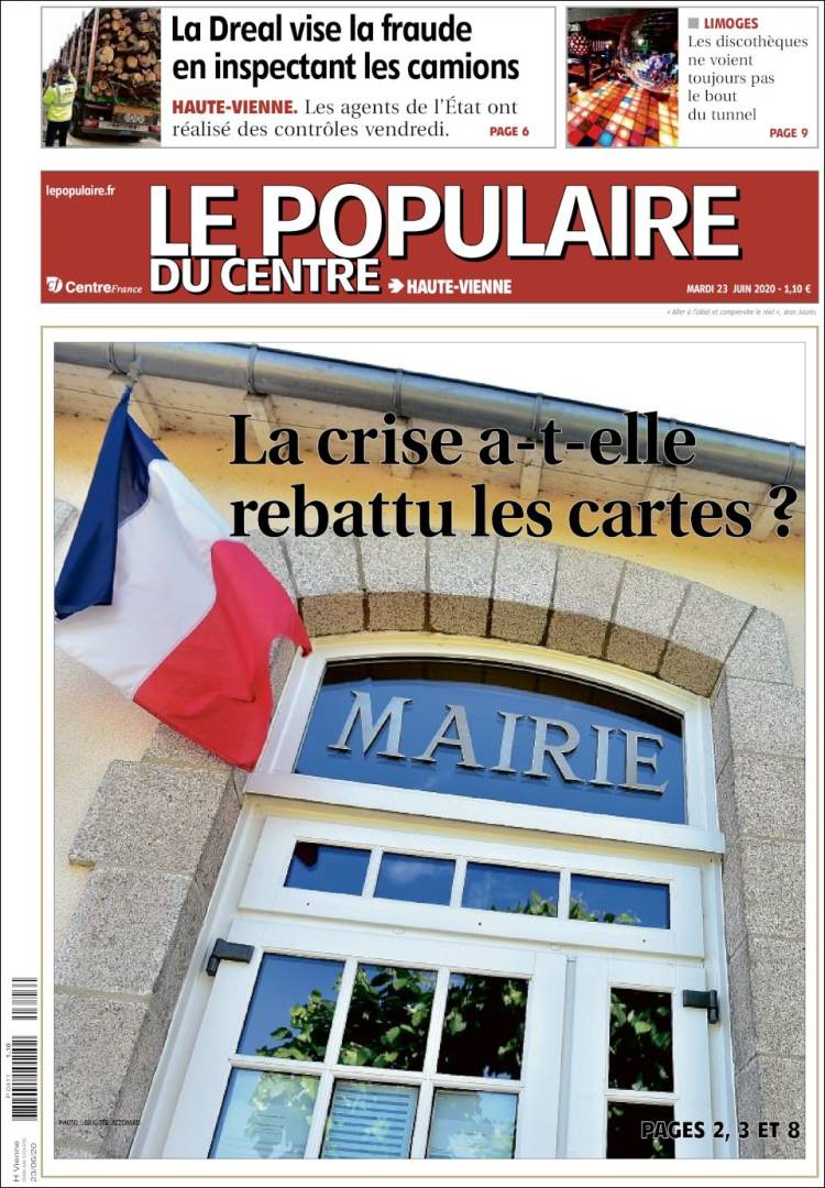 Portada de Le Populaire du Centre (Francia)