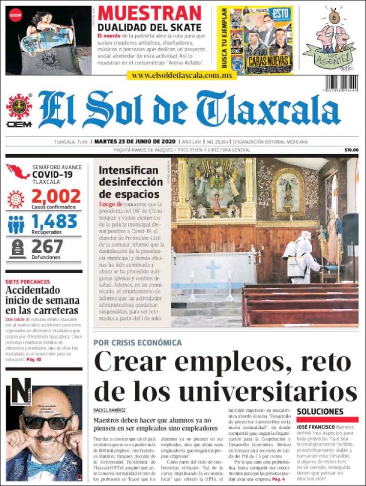 Portada de El Sol de Tlaxcala (México)