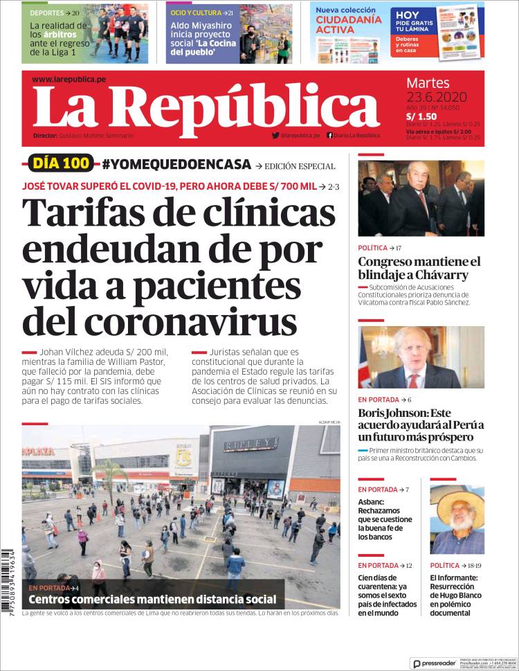 Portada de La Republica (Perú)