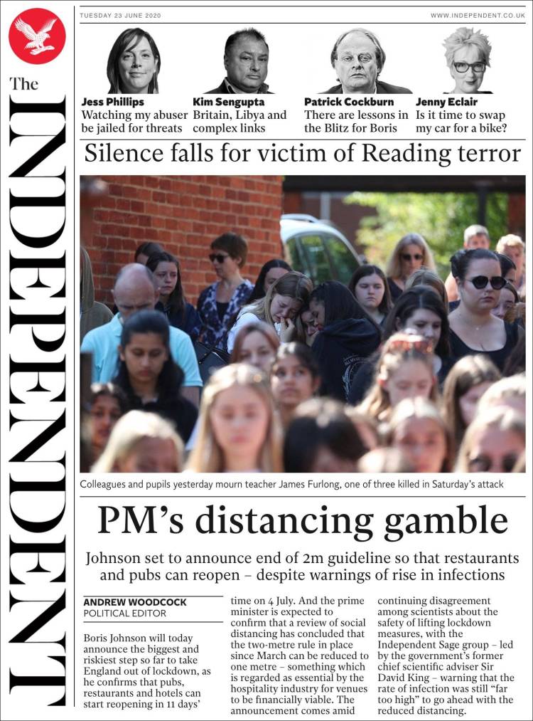 Portada de The Independent (Reino Unido)