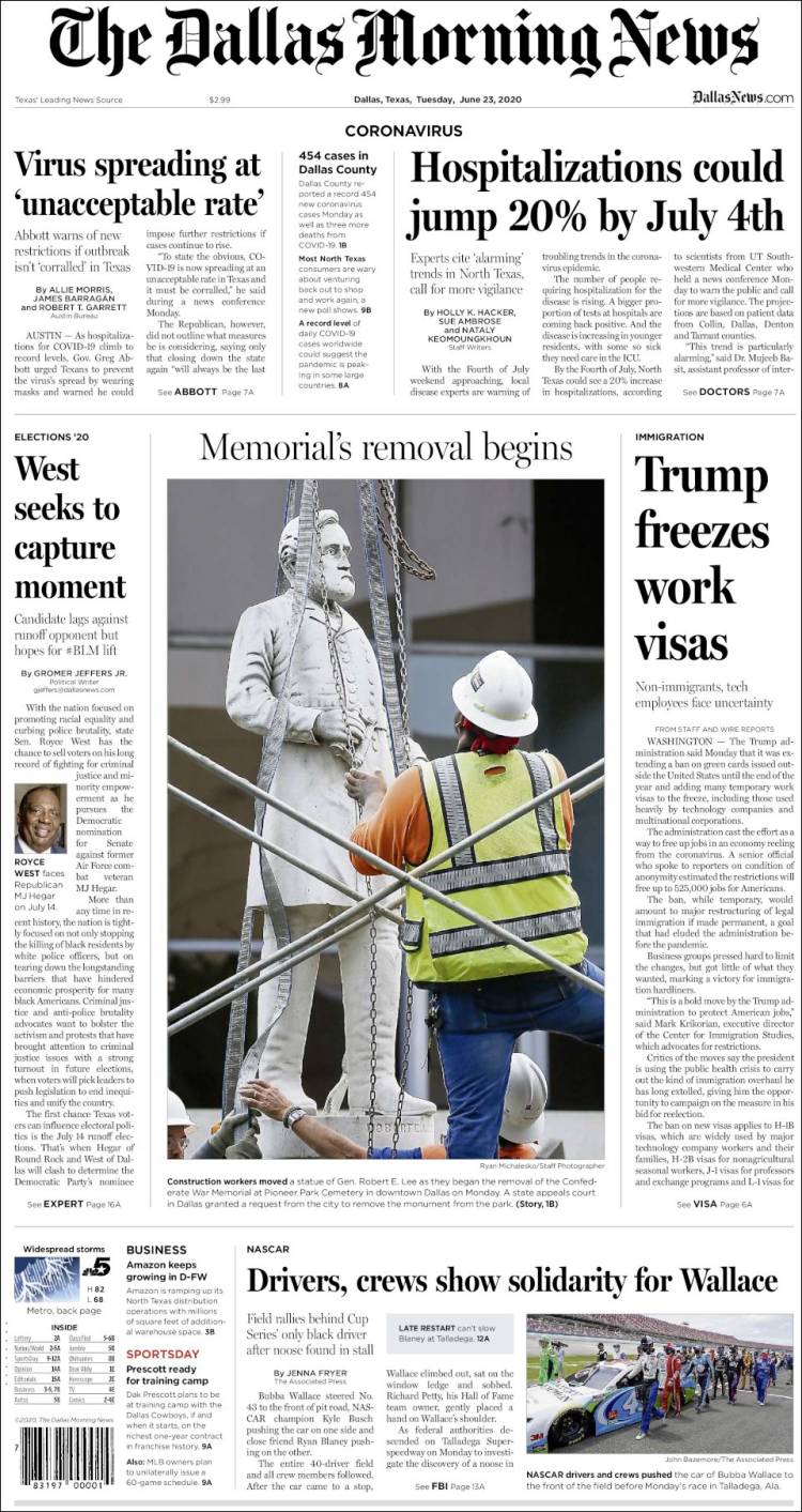 Portada de Dallas Morning News (USA)