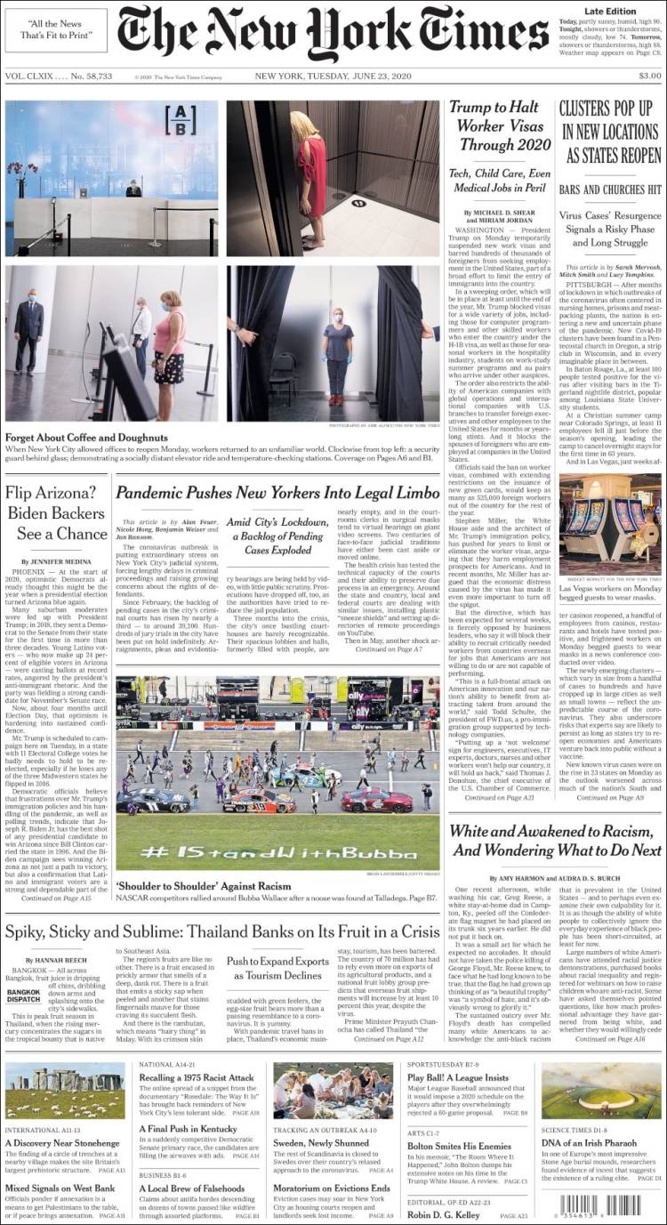 Portada de New York Times (USA)