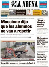 Portada de Diario La Arena (Argentina)