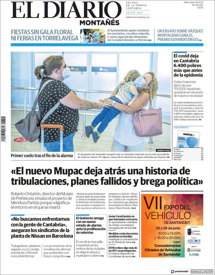 Portada de El Diario Montañés (España)