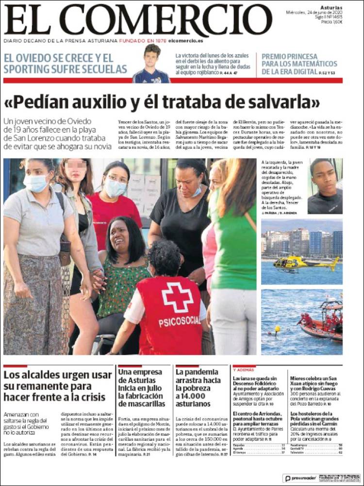 Portada de El Comercio (España)