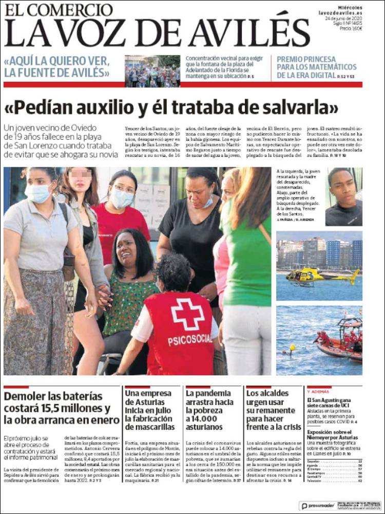 Portada de El Comercio - Avilés (España)