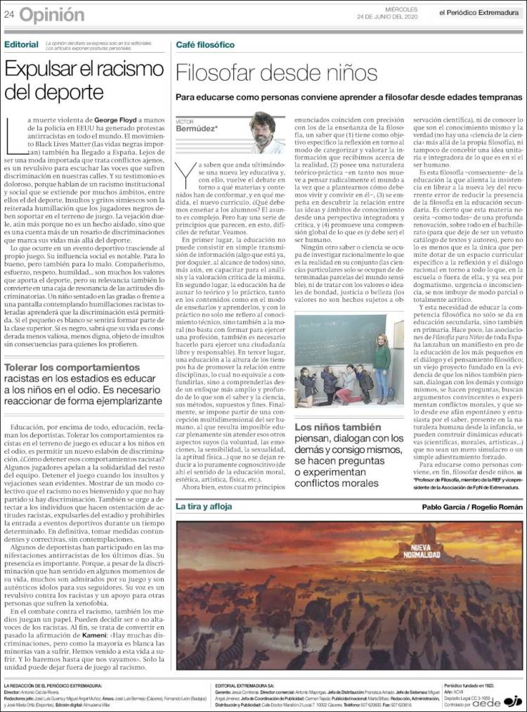 Portada de El Periódico de Extremadura (España)