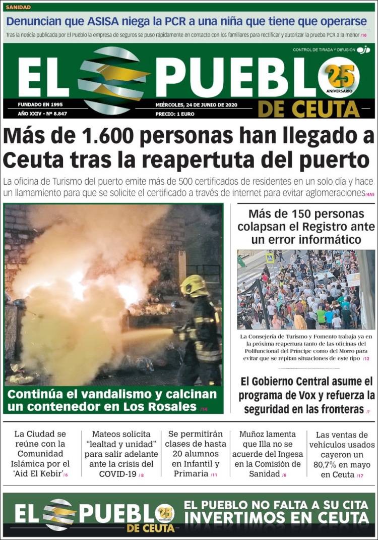 Portada de El Pueblo de Ceuta (España)