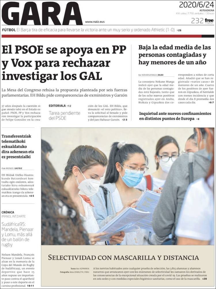 Portada de Gara (España)