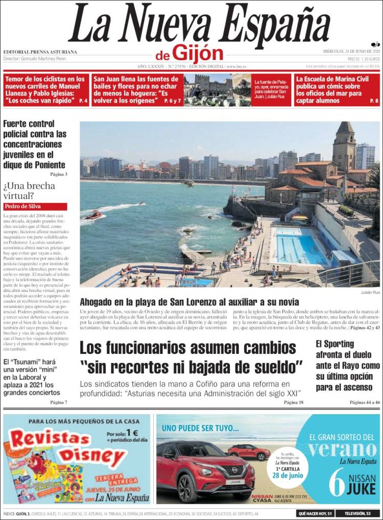 Portada de La Nueva España - Gijón (España)