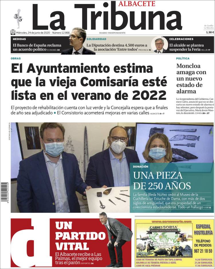 Portada de La Tribuna de Albacete (España)