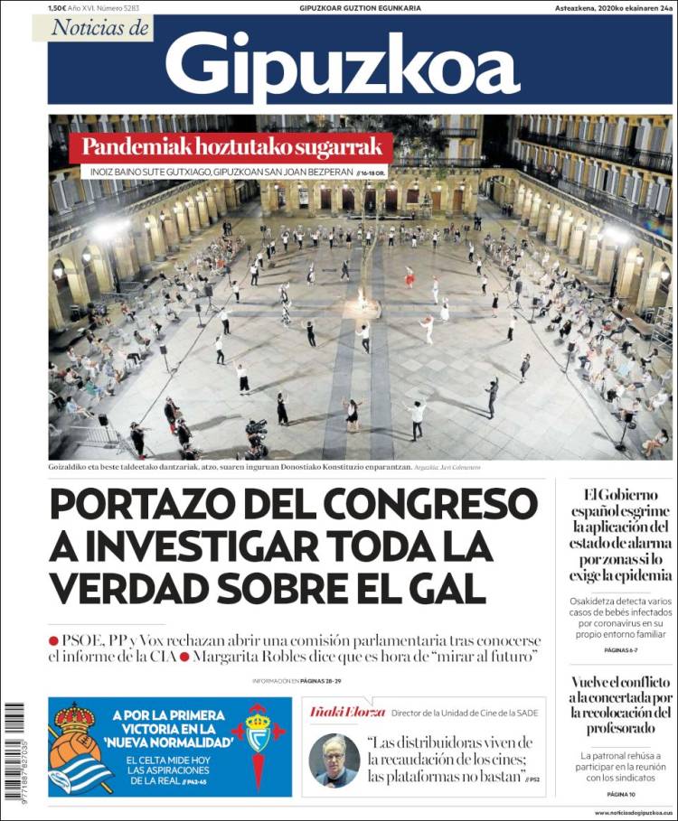 Portada de Noticias de Gipuzkoa (España)