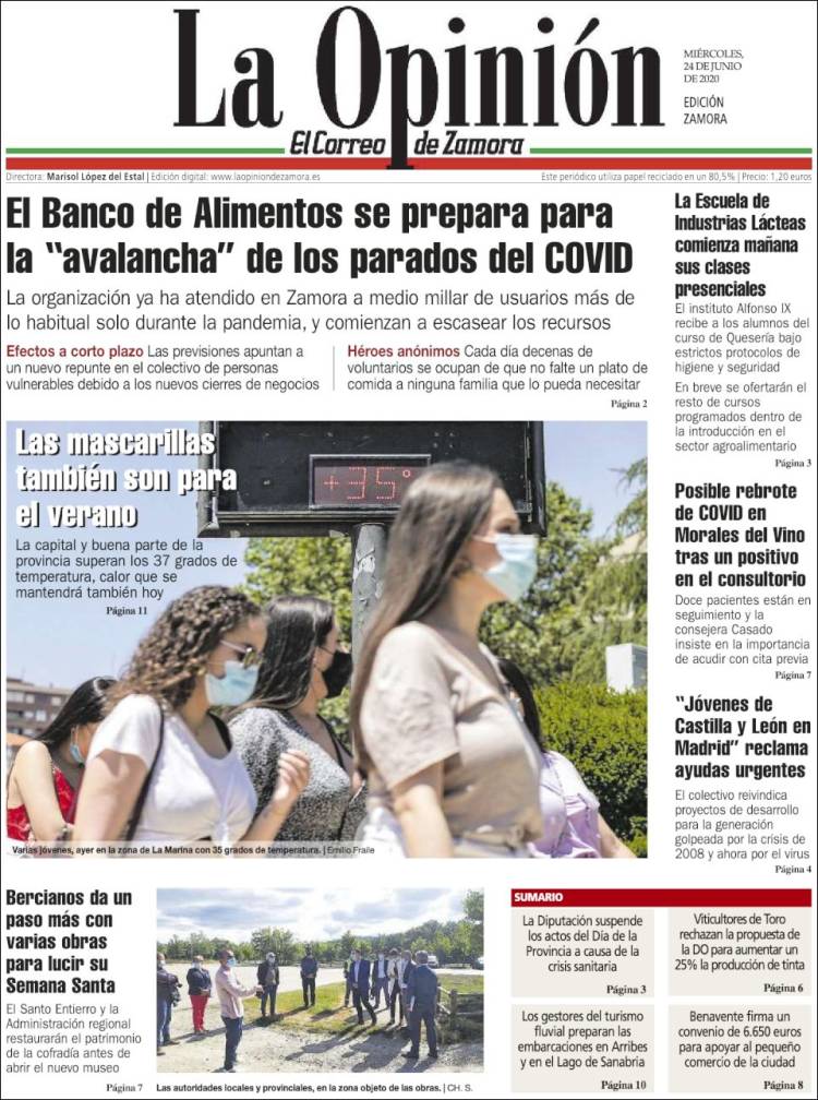 Portada de La Opinión - El Correo de Zamora (España)