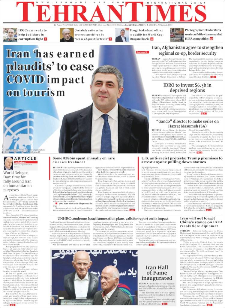 Portada de TehranTimes (Ir&aacute;n)