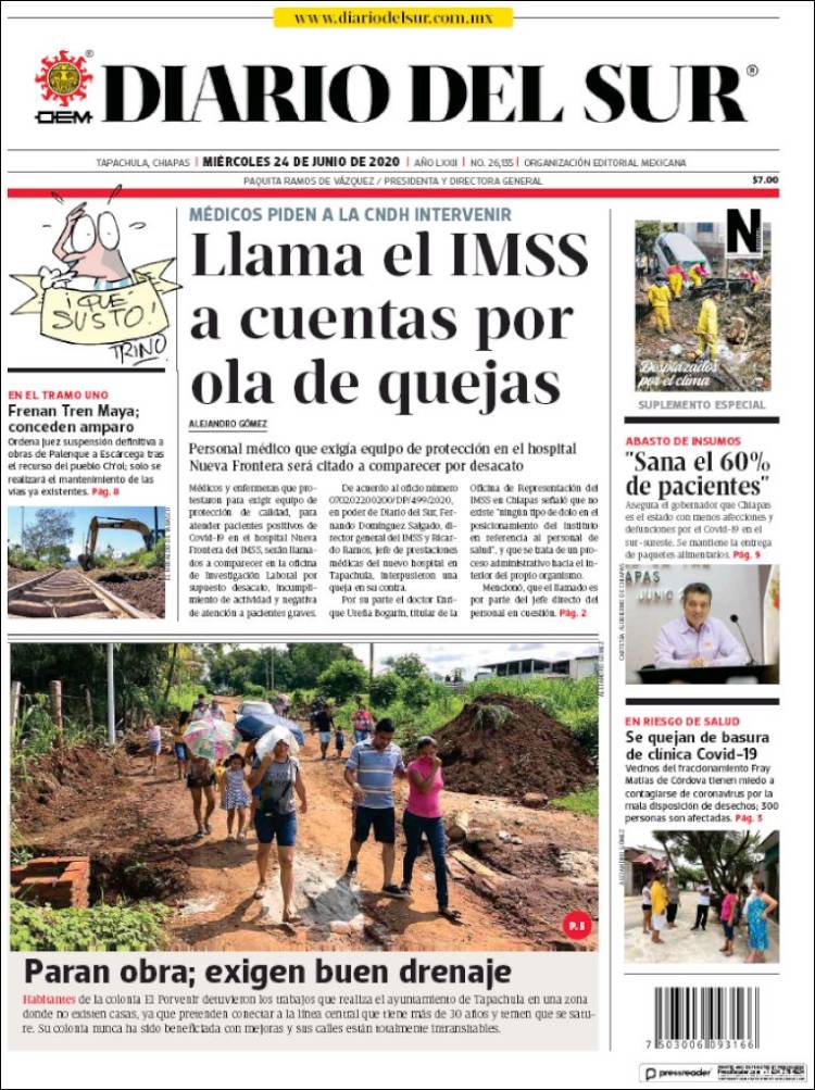 Portada de El Diario del Sur (M&eacute;xico)