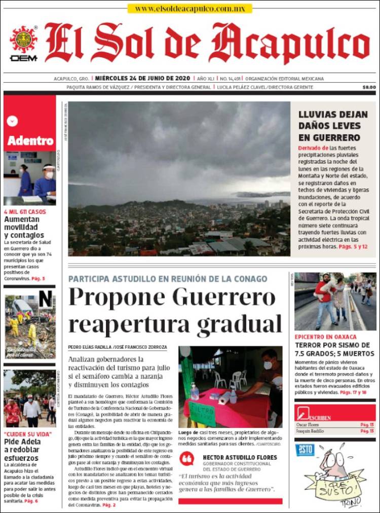 Portada de El Sol de Acapulco (M&eacute;xico)