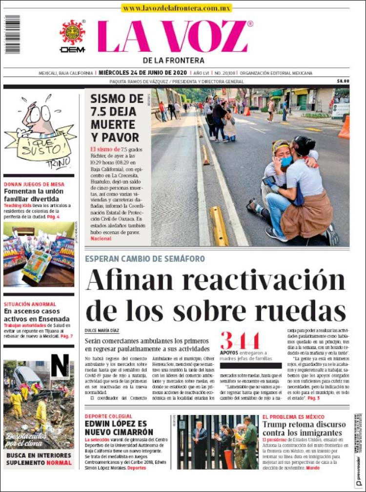 Portada de La Voz de la Frontera (M&eacute;xico)