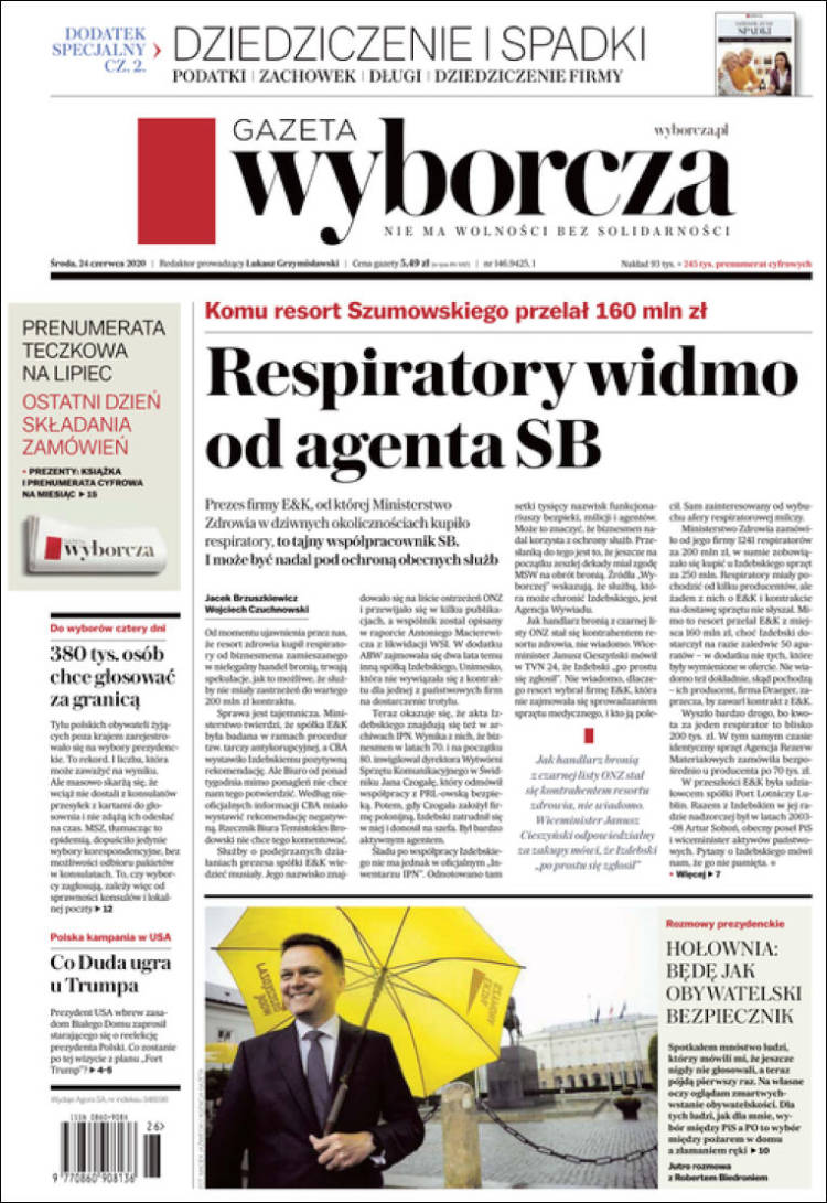 Portada de Gazeta Wyborcza (Polonia)