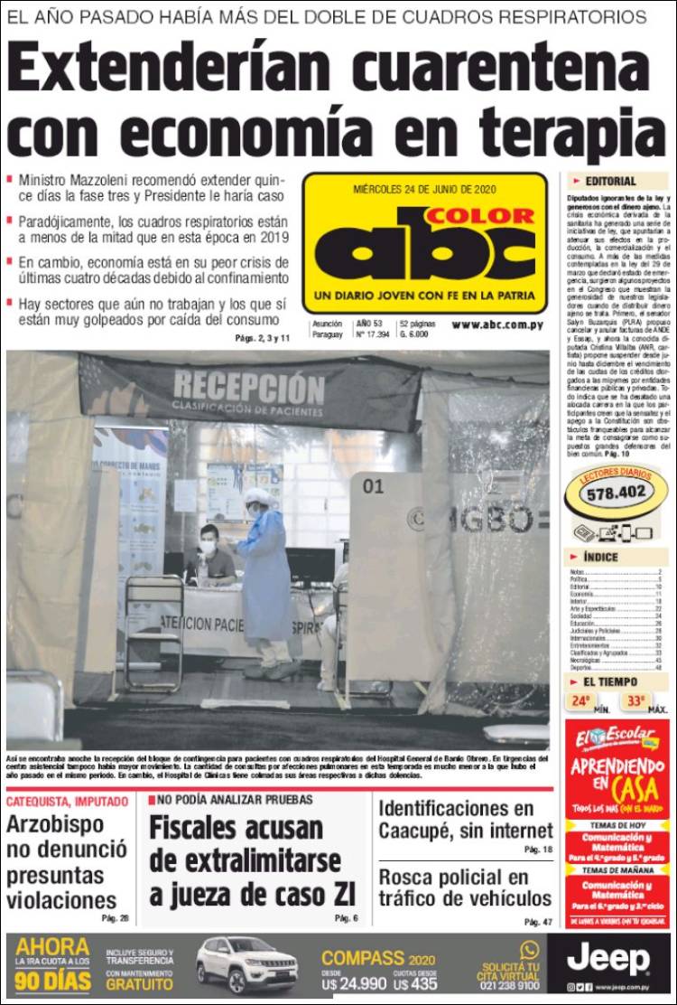 Portada de ABC Color (Paraguay)