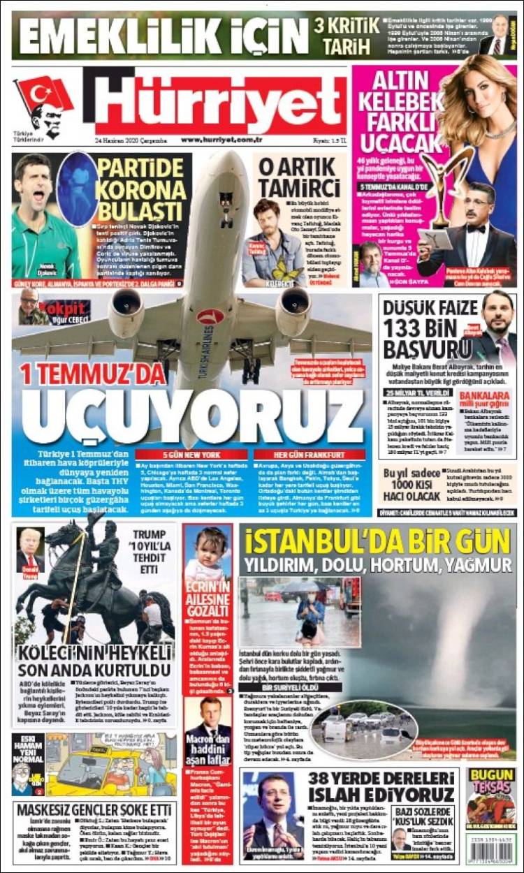Portada de Hürriyet (Turqu&iacute;a)