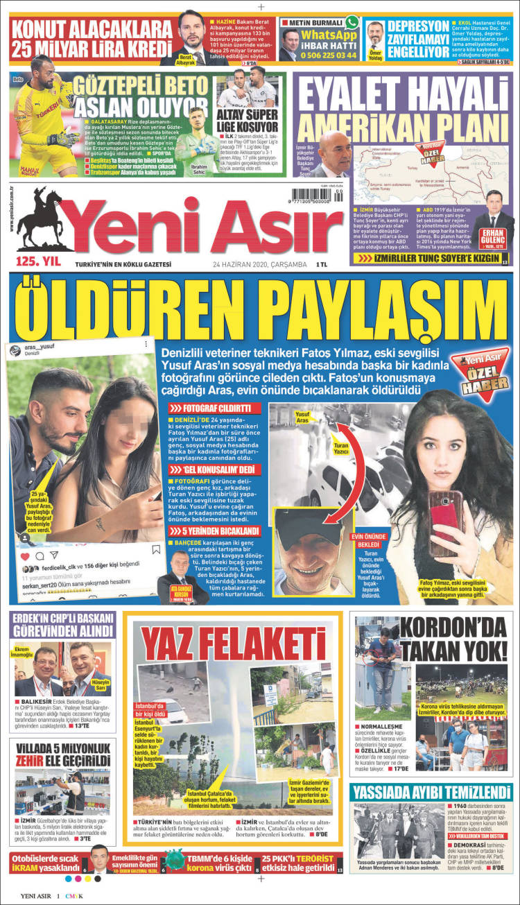 Portada de Yeni Asır (Turqu&iacute;a)