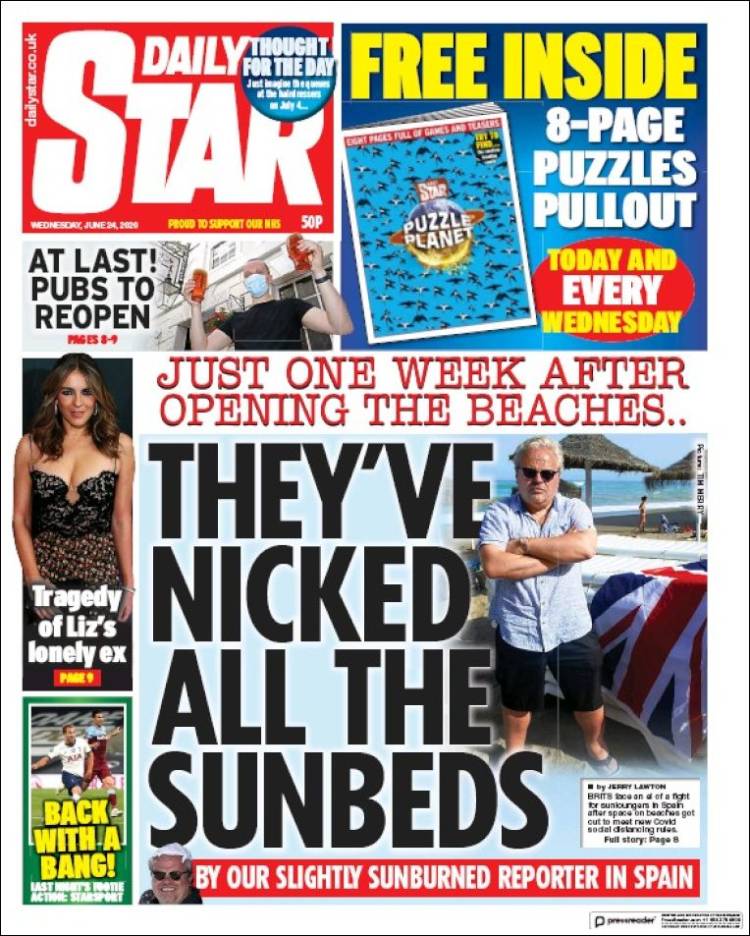 Portada de Daily Star (Reino Unido)