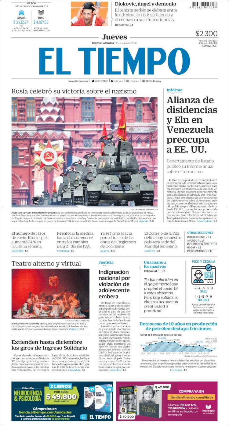 Portada de El Tiempo (Colombia)