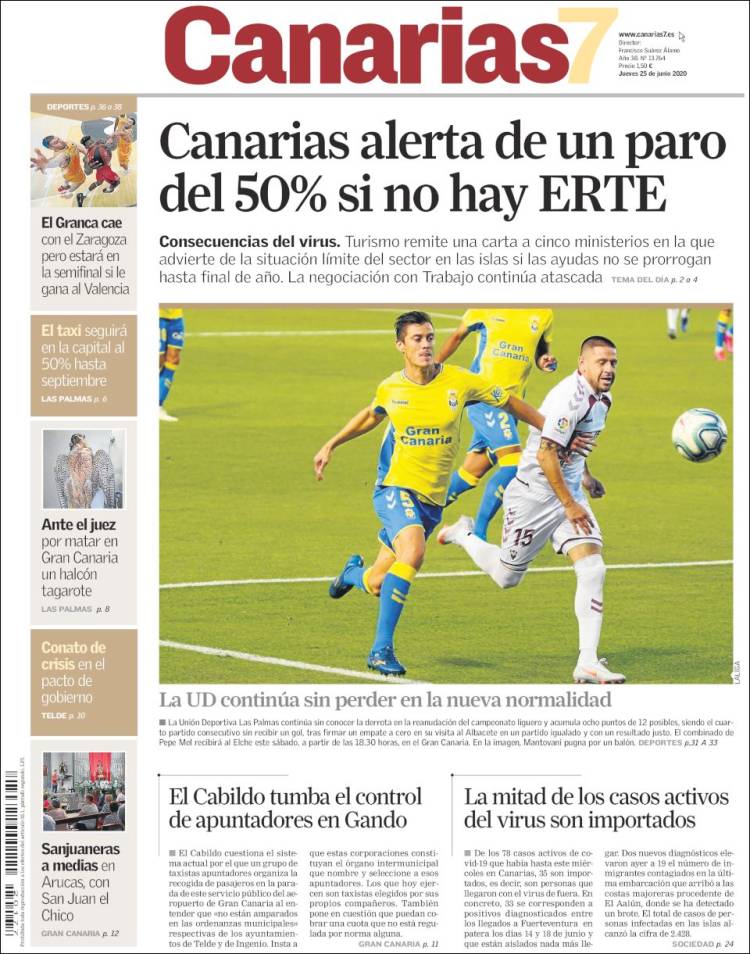 Portada de Canarias 7 (España)