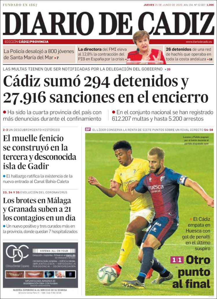 Portada de Diario de Cádiz (España)