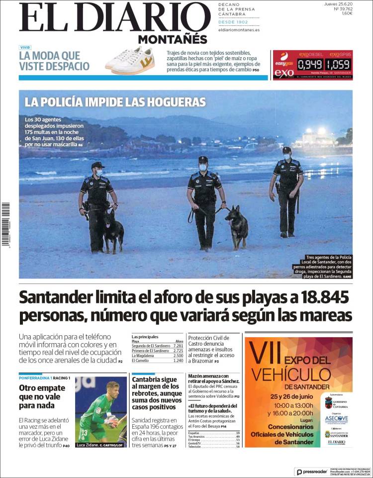 Portada de El Diario Montañés (España)