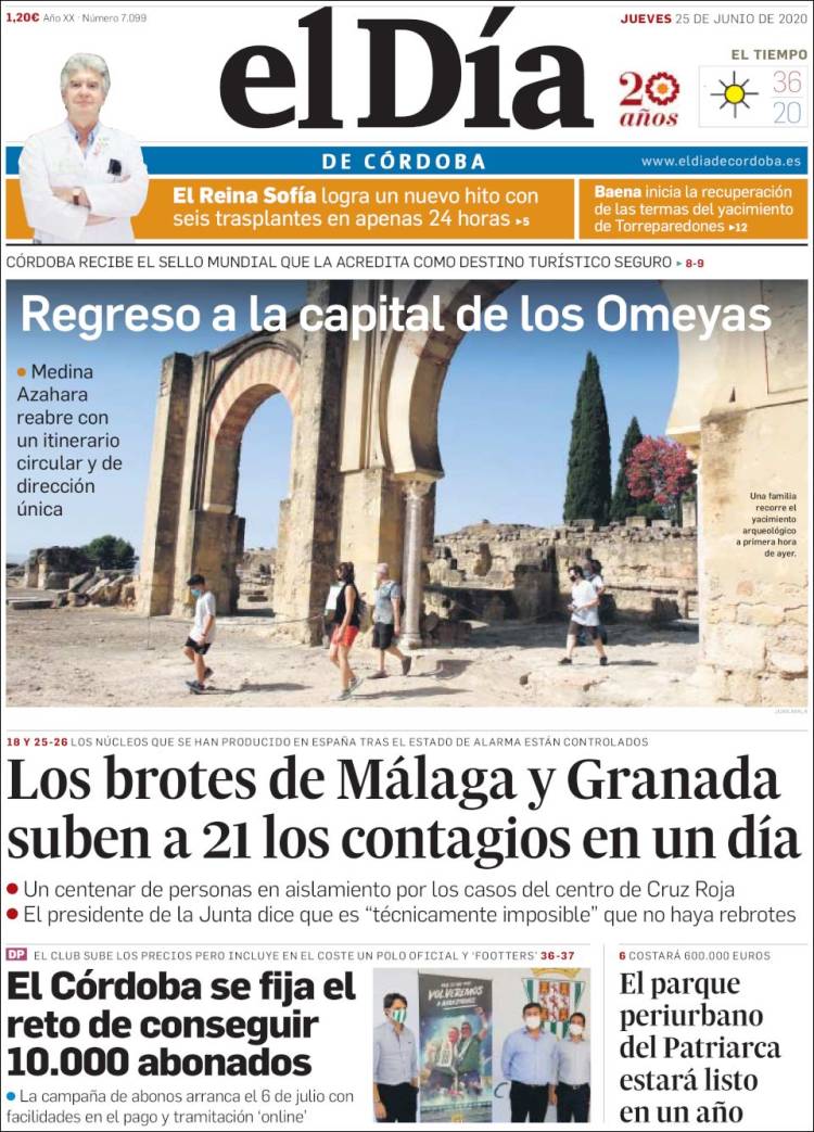 Portada de El Día de Córdoba (España)