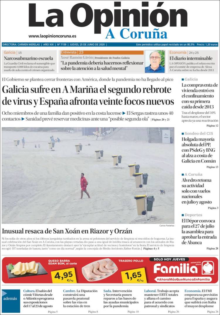 Portada de La Opinión de A Coruña (España)