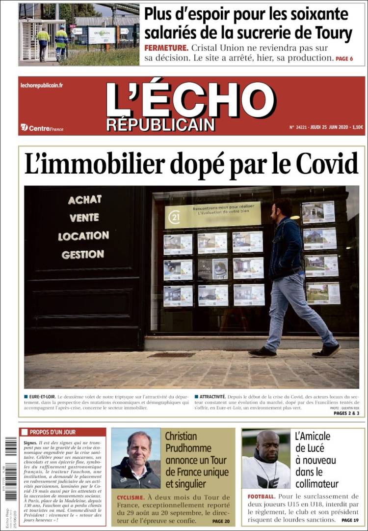 Portada de L'Echo Républicain (Francia)