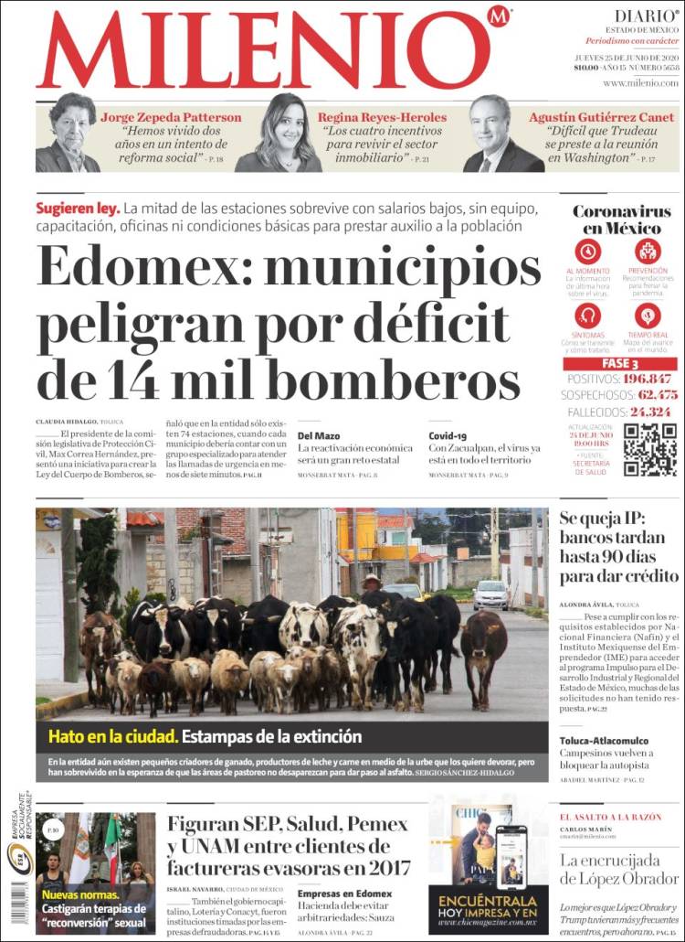 Portada de Milenio - Estado de México (México)