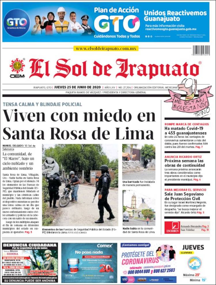 Portada de El Sol de Irapuato (México)