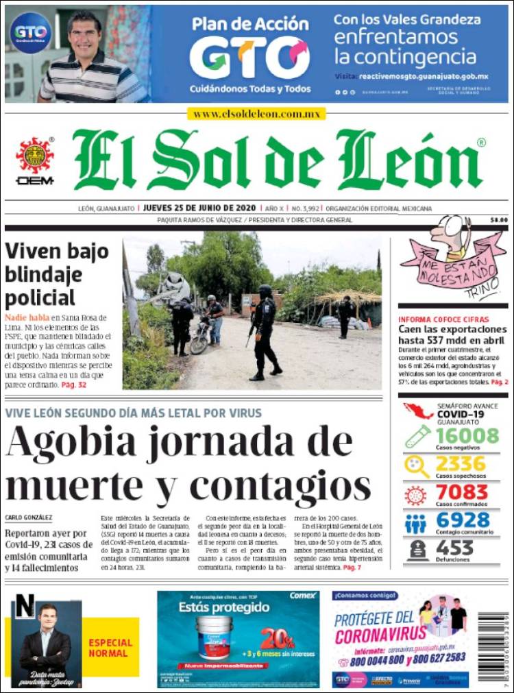 Portada de El Sol de León (México)