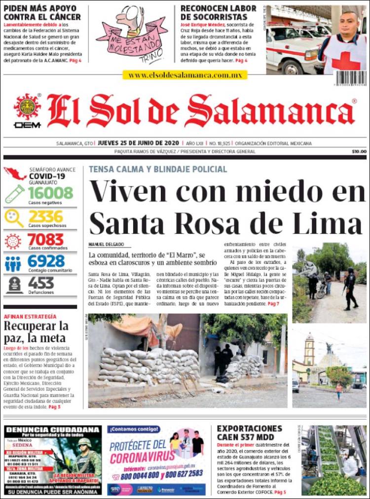 Portada de El Sol de Salamanca (México)