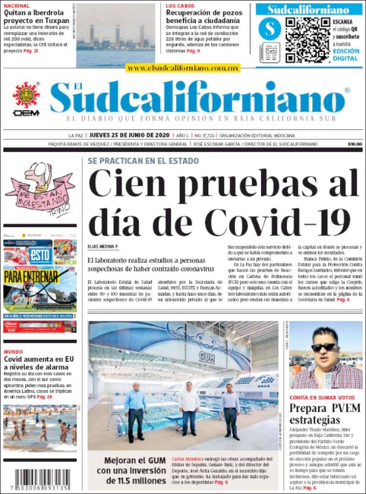 Portada de El Sudcaliforniano (México)