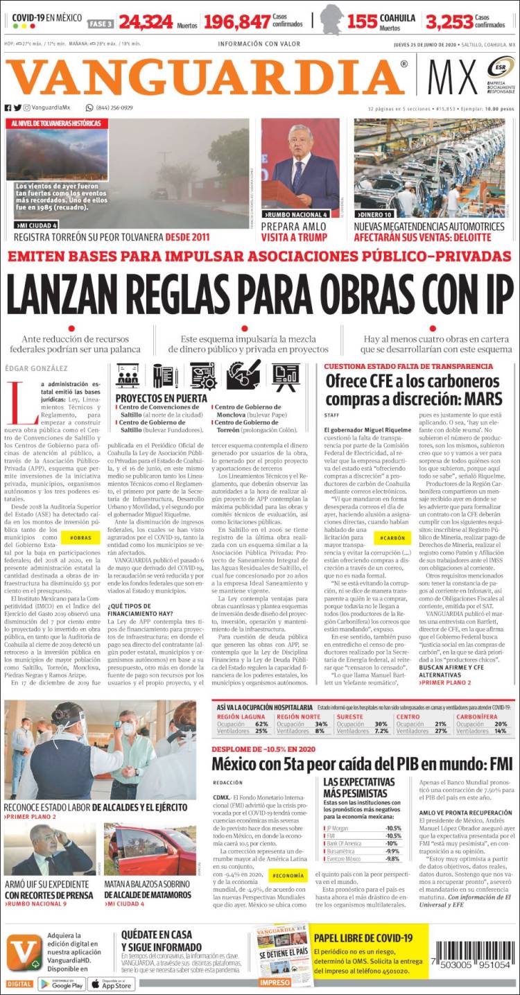 Portada de Vanguardia (México)