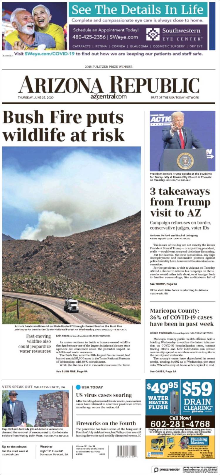 Portada de Arizona Republic News (USA)