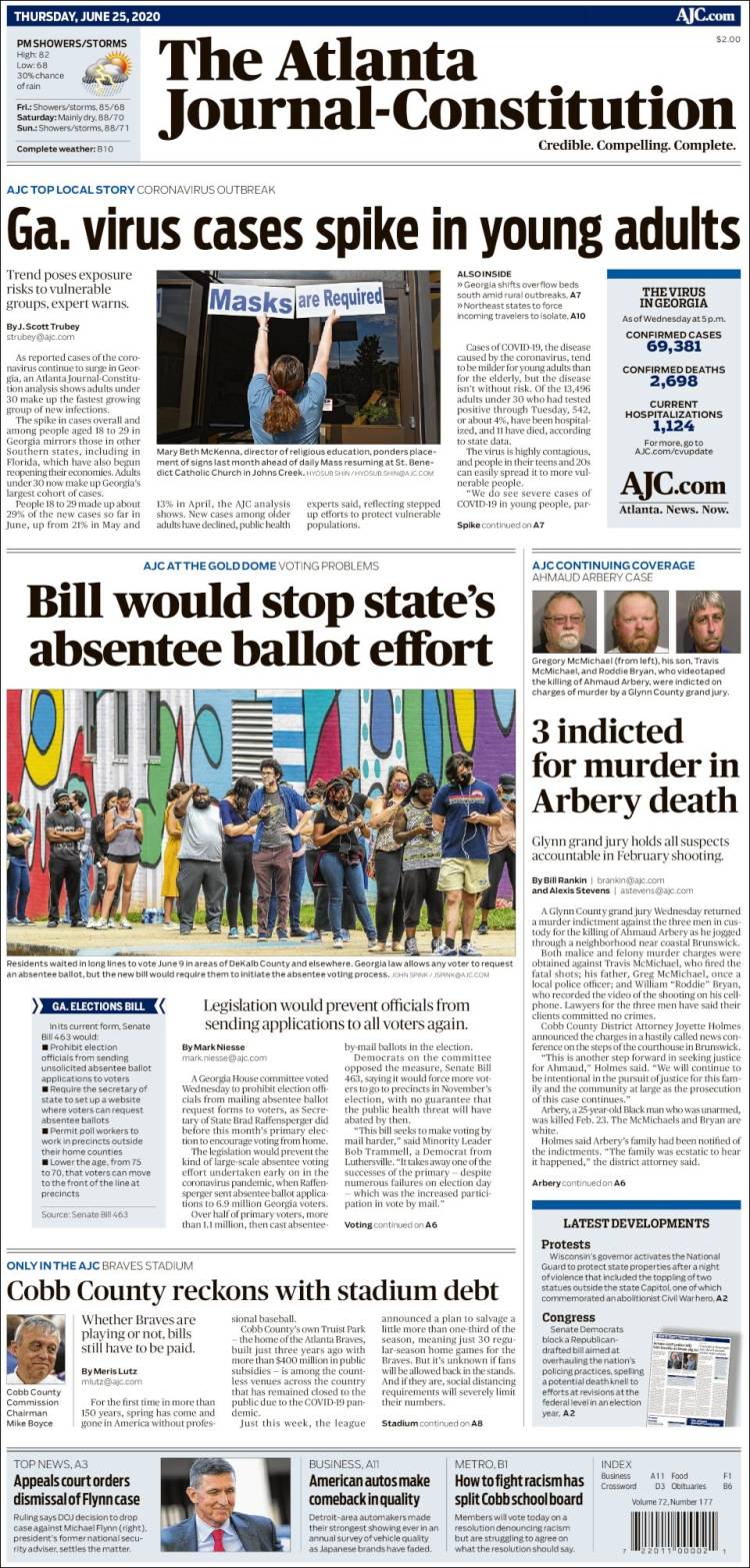 Portada de The Atlanta Journal-Constitution (USA)