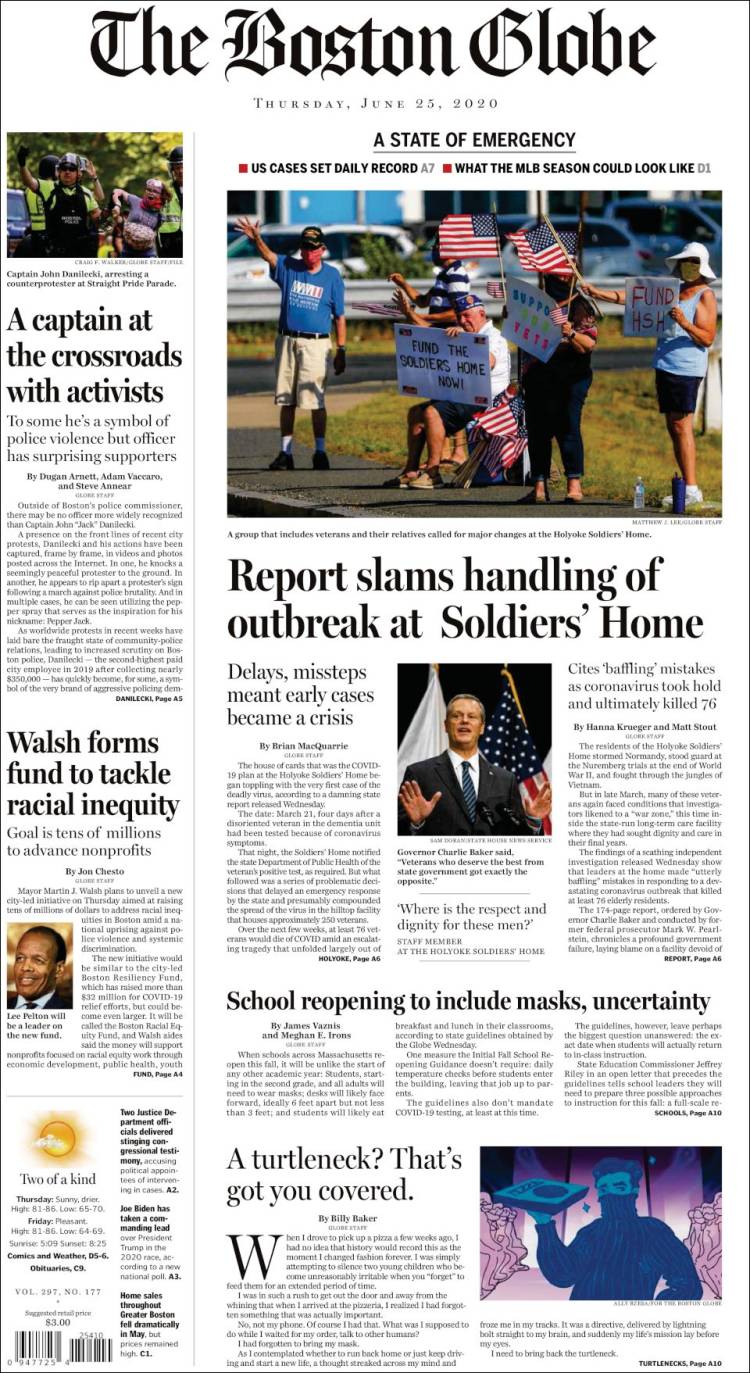 Portada de Boston Globe (USA)