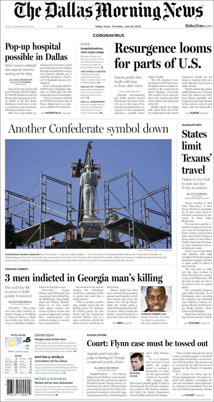 Portada de Dallas Morning News (USA)