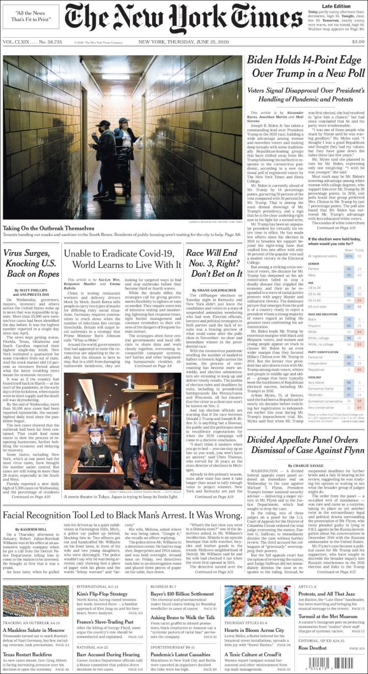 Portada de New York Times (USA)