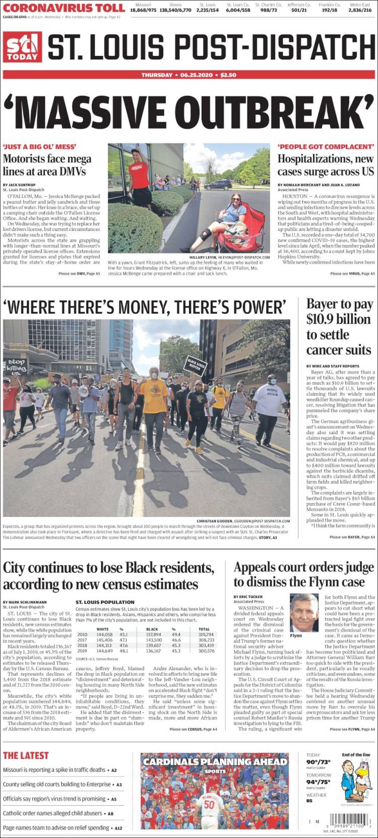 Portada de St. Louis Post-Dispatch (USA)