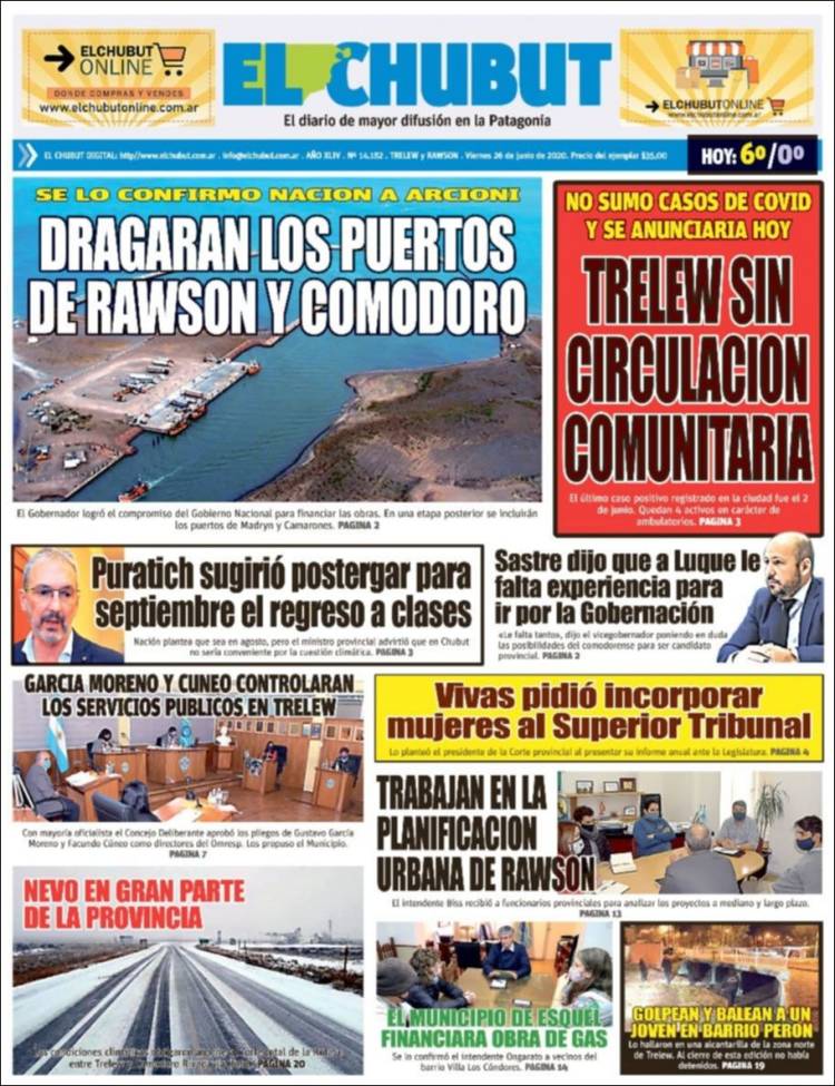 Portada de El Chubut (Argentina)