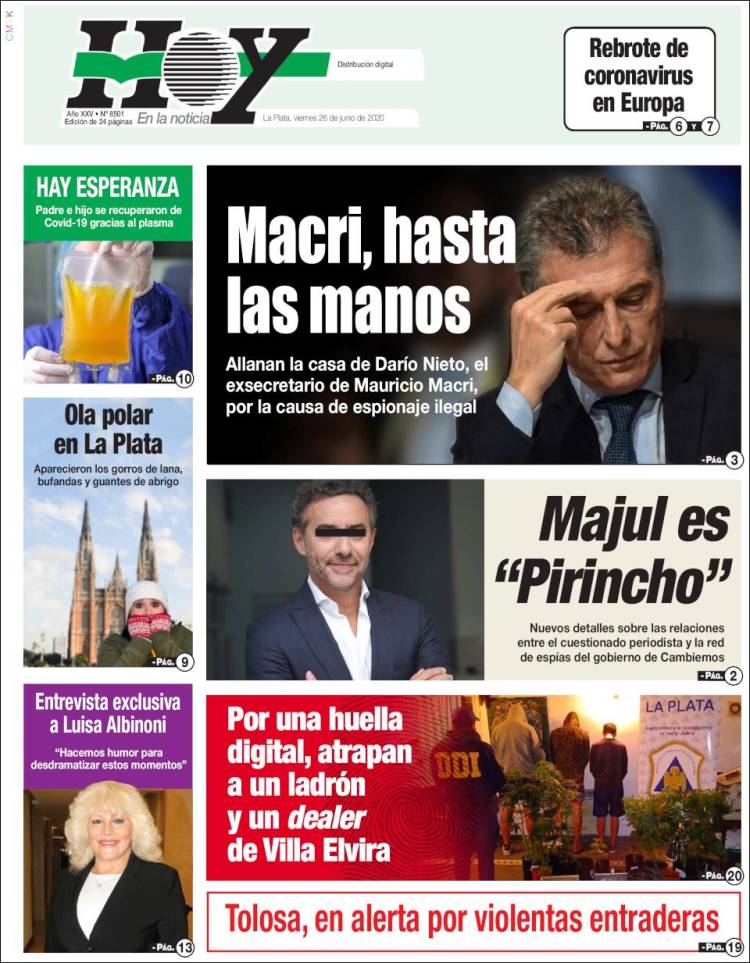 Portada de Diario Hoy (Argentina)