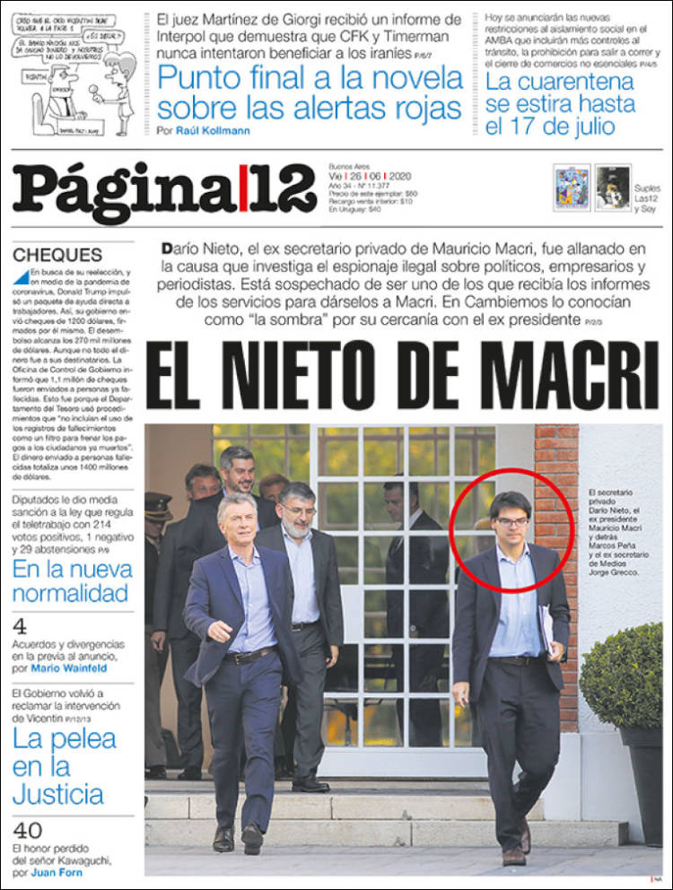 Portada de Página/12 (Argentina)