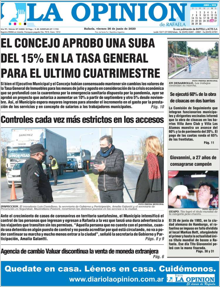 Portada de La Opinión (Argentina)