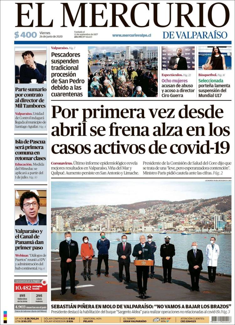 Portada de Mercurio de Valparaiso (Chile)
